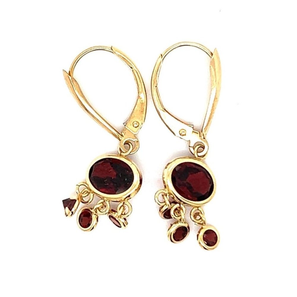 14k Dangle Garnet Earrings